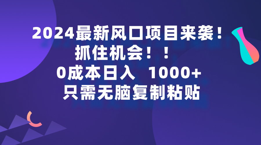 （9899期）2024最新风口项目来袭，抓住机会，一部手机，只需无脑复…_免费分享网络创业,副业,信息差项目的老牌资源整合平台！金铲子项目