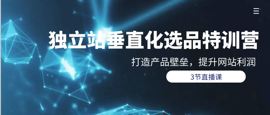 （9925期）独立站-垂直化选品训练营，打造产品壁垒，提升网站利润（3节直播课）_免费分享网络创业,副业,信息差项目的老牌资源整合平台！金铲子项目