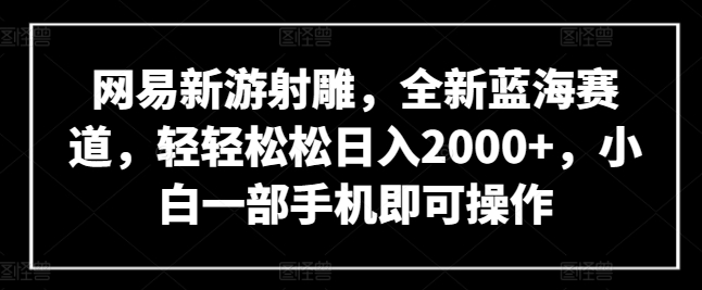 网易新游射雕，全新蓝海赛道，轻松0，小白一部手机即可操作_免费分享网络创业,副业,信息差项目的老牌资源整合平台！金铲子项目