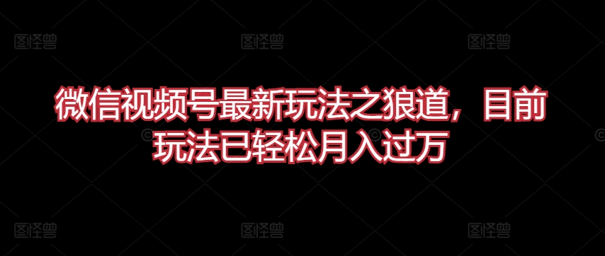 微信视频号最新玩法之狼道，目前玩法已_免费分享网络创业,副业,信息差项目的老牌资源整合平台！金铲子项目