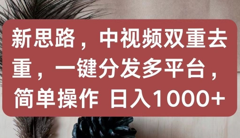 新思路，中视频双重去重，一键分发多平台，简单操作，_免费分享网络创业,副业,信息差项目的老牌资源整合平台！金铲子项目