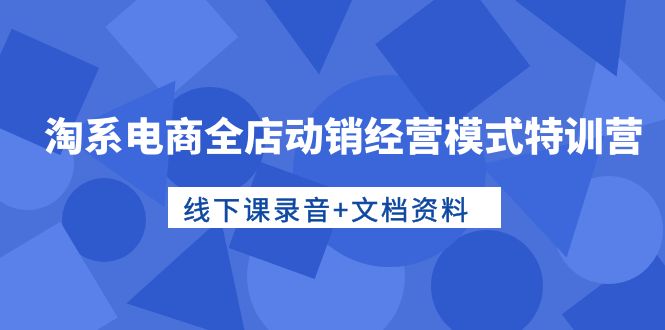 （10192期）淘系电商全店动销经营模式特训营，线下课录音文档资料_免费分享网络创业,副业,信息差项目的老牌资源整合平台！金铲子项目