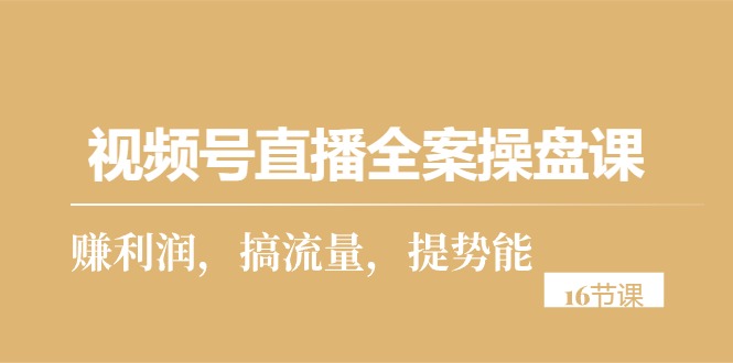 （10207期）视频号直播全案操盘课，赚利润，搞流量，提势能（16节课）_免费分享网络创业,副业,信息差项目的老牌资源整合平台！金铲子项目