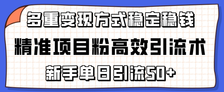 精准项目粉高效引流术，新手单日引流，多重方式稳定赚钱_免费分享网络创业,副业,信息差项目的老牌资源整合平台！金铲子项目