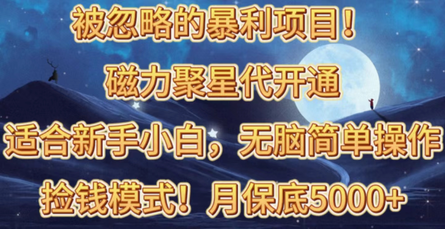 （10245期）被忽略的暴利项目磁力聚星代开通捡钱模式，五六千_免费分享网络创业,副业,信息差项目的老牌资源整合平台！金铲子项目