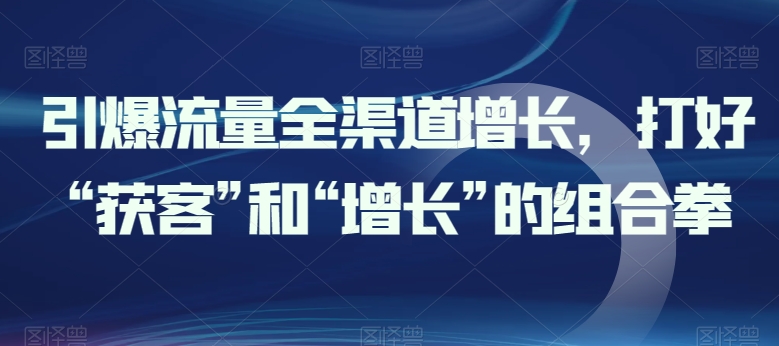 引爆流量全渠道增长，打好“获客”和“增长”的组合拳_免费分享网络创业,副业,信息差项目的老牌资源整合平台！金铲子项目