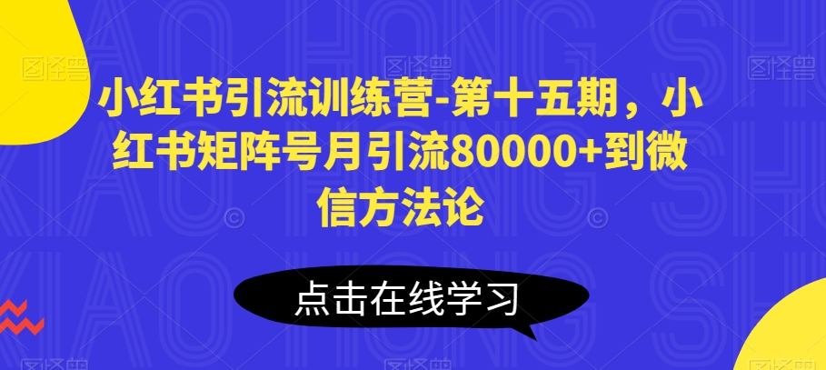 小红书引流训练营-第十五期，小红书矩阵号月引流80000到微信方法论_免费分享网络创业,副业,信息差项目的老牌资源整合平台！金铲子项目