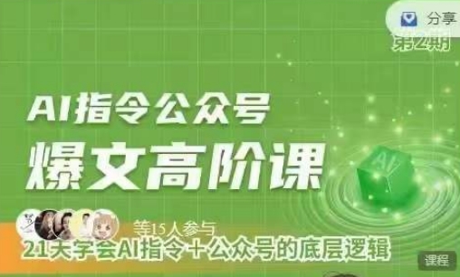 Ai指令公众号高阶课，学会ai指令公众号的底层逻辑_免费分享网络创业,副业,信息差项目的老牌资源整合平台！金铲子项目