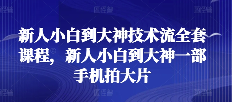 新人小白到大神技术流全套课程，新人小白到大神一部手机拍大片_免费分享网络创业,副业,信息差项目的老牌资源整合平台！金铲子项目
