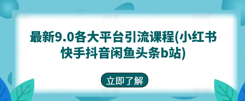 最新9.0各大平台引流课程(小红书快手抖音闲鱼头条b站)_免费分享网络创业,副业,信息差项目的老牌资源整合平台！金铲子项目