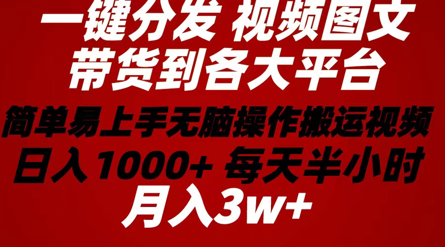 （10667期）2024年一键分发带货图文视频简单易上手无脑赚每天半小时1…_免费分享网络创业,副业,信息差项目的老牌资源整合平台！金铲子项目