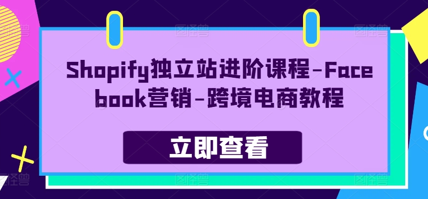 Shopify独立站进阶课程-Facebook营销-跨境电商教程_免费分享网络创业,副业,信息差项目的老牌资源整合平台！金铲子项目