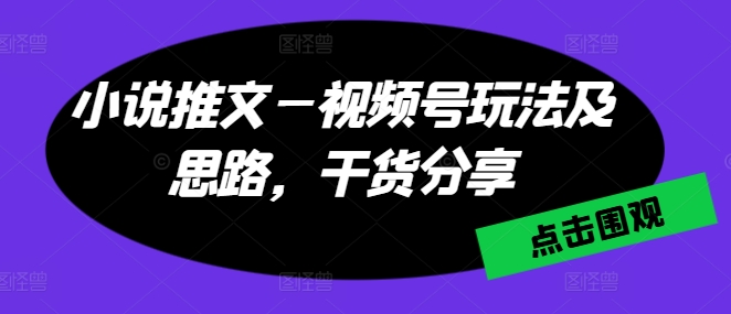 小说推文视频号玩法及思路，干货分享_免费分享网络创业,副业,信息差项目的老牌资源整合平台！金铲子项目