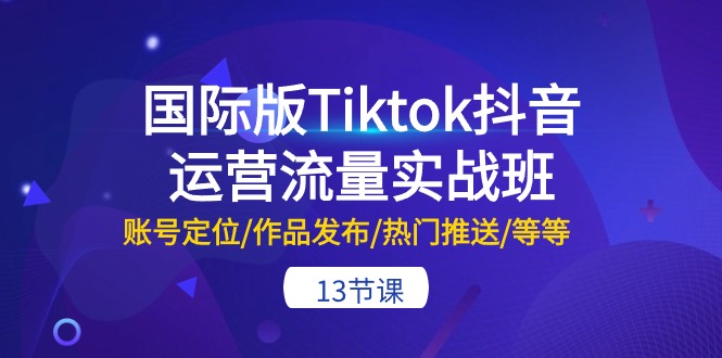 （10712期）国际版Tiktok抖音运营流量实战班：账号定位/作品发布/热门推送/等等-13节_免费分享网络创业,副业,信息差项目的老牌资源整合平台！金铲子项目