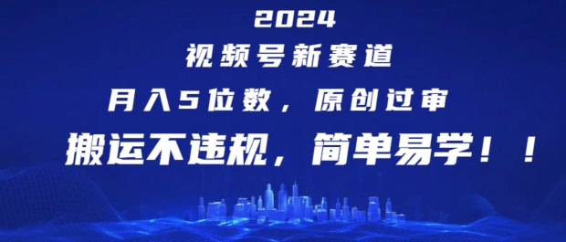 2024视频号新赛道，5位数，原创过审，搬运不违规，简单易学_免费分享网络创业,副业,信息差项目的老牌资源整合平台！金铲子项目
