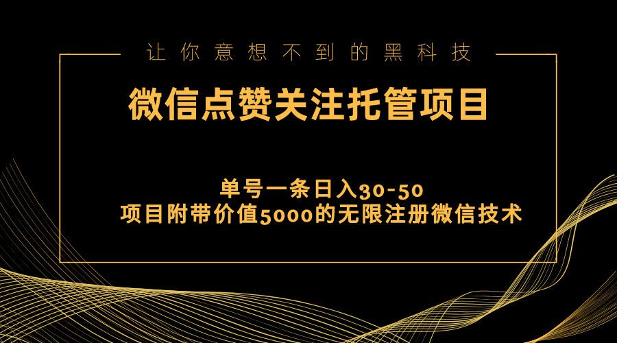 （11177期）视频号托管点赞关注，单微信30-50元，附带价值5000无限注册微信技术_免费分享网络创业,副业,信息差项目的老牌资源整合平台！金铲子项目