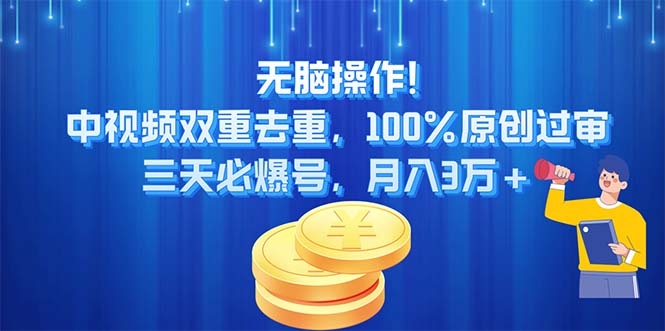 （11353期）无脑操作中视频双重去重，100%原创过审，三天必爆号，3万_免费分享网络创业,副业,信息差项目的老牌资源整合平台！金铲子项目