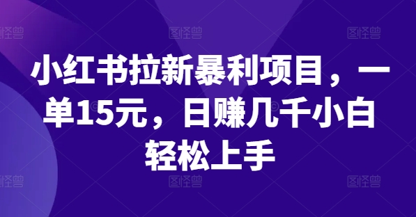 小红书拉新暴利项目，一单15元，几千小白上手_免费分享网络创业,副业,信息差项目的老牌资源整合平台！金铲子项目