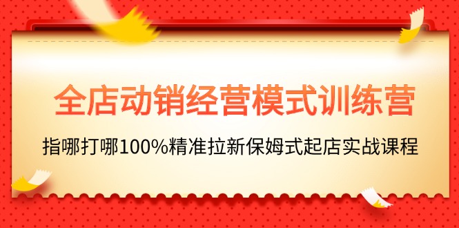 （11460期）全店动销-经营模式训练营，指哪打哪100%精准拉新保姆式起店实战课程_免费分享网络创业,副业,信息差项目的老牌资源整合平台！金铲子项目