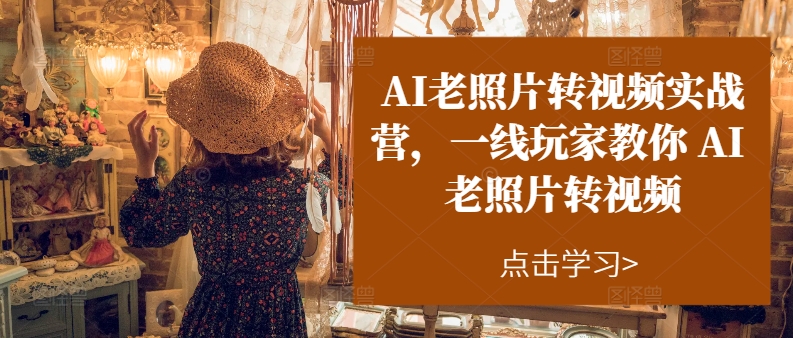 （11477期）AI老照片转视频实操训练营，一线玩家教你AI老照片转视频_免费分享网络创业,副业,信息差项目的老牌资源整合平台！金铲子项目