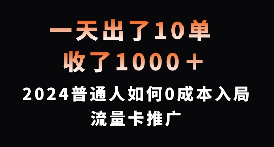 一天出了10单，收了，2024普通人如何入局流量卡推广_免费分享网络创业,副业,信息差项目的老牌资源整合平台！金铲子项目