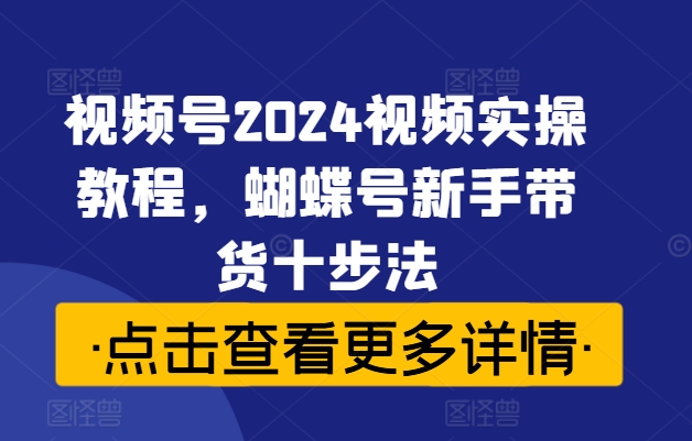 视频号2024视频实操教程，蝴蝶号新手带货十步法_免费分享网络创业,副业,信息差项目的老牌资源整合平台！金铲子项目