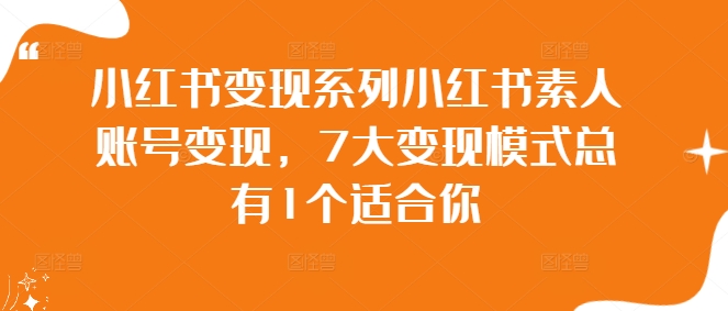 小红书系列小红书素人账号，7大模式总有1个适合你_免费分享网络创业,副业,信息差项目的老牌资源整合平台！金铲子项目