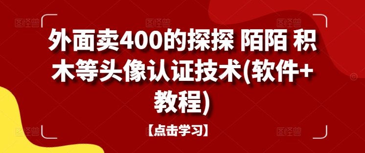 外面卖400的探探陌陌积木等头像认证技术(软件教程)_免费分享网络创业,副业,信息差项目的老牌资源整合平台！金铲子项目
