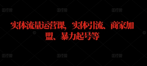 实体流量运营课，实体引流、商家加盟、暴力起号等_免费分享网络创业,副业,信息差项目的老牌资源整合平台！金铲子项目