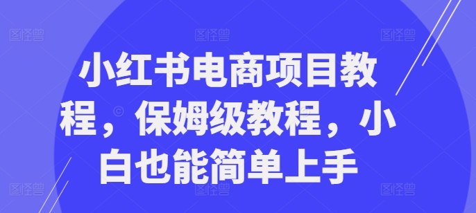 小红书电商项目教程，保姆级教程，小白也能简单上手_免费分享网络创业,副业,信息差项目的老牌资源整合平台！金铲子项目