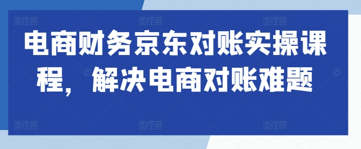 电商财务京东对账实操课程，解决电商对账难题_免费分享网络创业,副业,信息差项目的老牌资源整合平台！金铲子项目