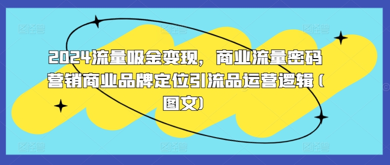 2024流量吸金，商业流量密码营销商业品牌定位引流品运营逻辑(图文)_免费分享网络创业,副业,信息差项目的老牌资源整合平台！金铲子项目