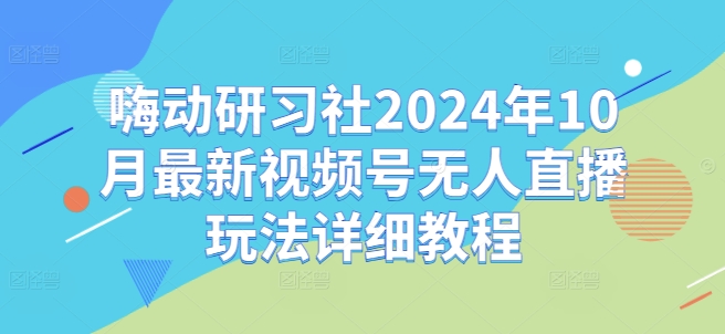 嗨动研习社2024年10月最新视频号无人直播玩法详细教程_免费分享网络创业,副业,信息差项目的老牌资源整合平台！金铲子项目