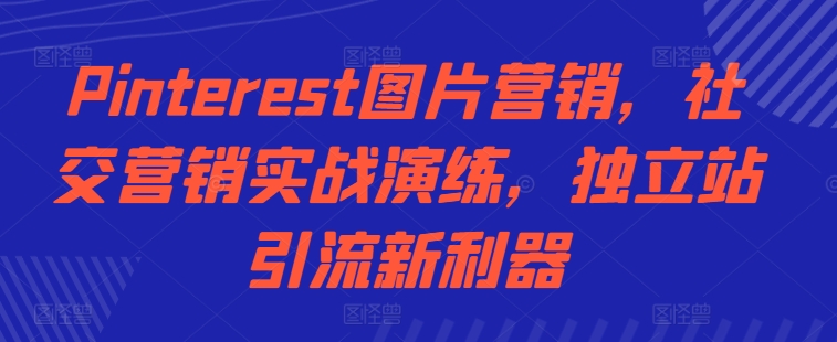 Pinterest图片营销，社交营销实战演练，独立站引流新利器_免费分享网络创业,副业,信息差项目的老牌资源整合平台！金铲子项目