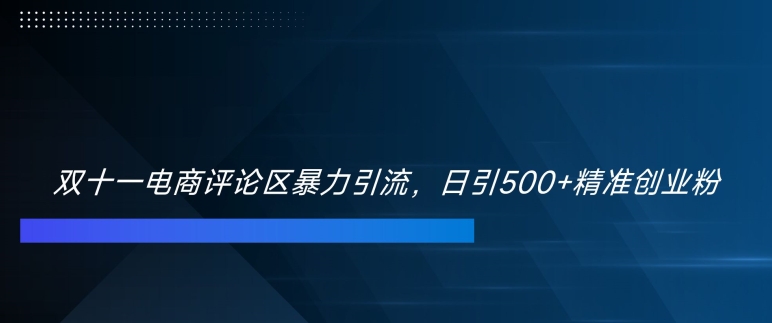 双十一电商评论区暴力引流，日引精准创业粉_免费分享网络创业,副业,信息差项目的老牌资源整合平台！金铲子项目