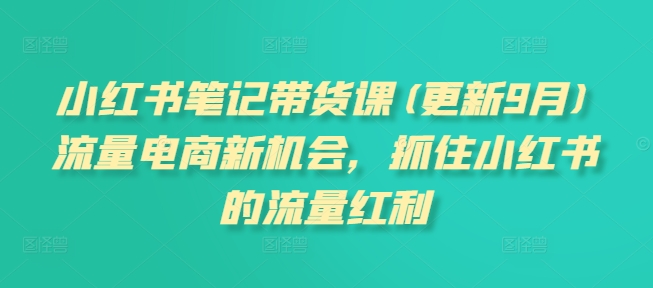 小红书笔记带货课(更新10月)流量电商新机会，抓住小红书的流量红利_免费分享网络创业,副业,信息差项目的老牌资源整合平台！金铲子项目
