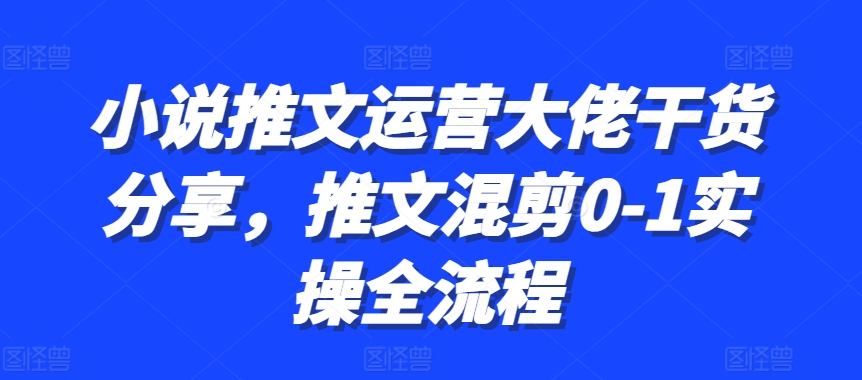 小说推文运营大佬干货分享，推文混剪0-1实操全流程_免费分享网络创业,副业,信息差项目的老牌资源整合平台！金铲子项目