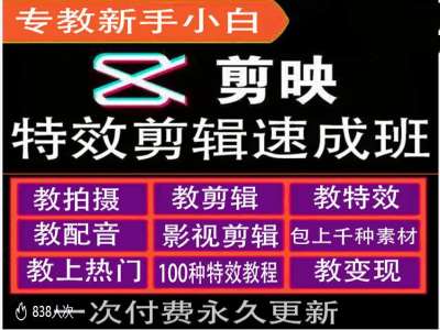 剪映特效教程和运营教程，特效剪辑速成班，专教新手小白_免费分享网络创业,副业,信息差项目的老牌资源整合平台！金铲子项目