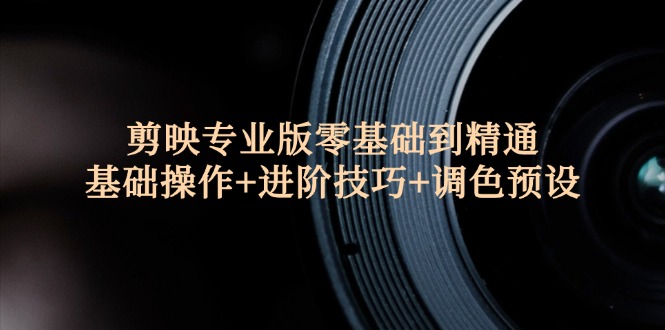 （12310期）剪映专业版零基础到精通：基础操作进阶技巧调色预设"_免费分享网络创业,副业,信息差项目的老牌资源整合平台！金铲子项目