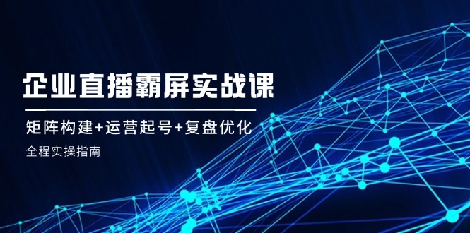 （12338期）企业直播霸屏实战课：矩阵构建运营起号复盘优化，全程实操指南_免费分享网络创业,副业,信息差项目的老牌资源整合平台！金铲子项目