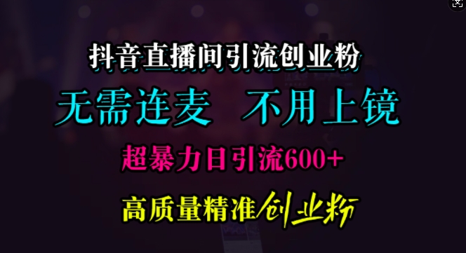 抖音直播间引流创业粉，无需连麦、无需上镜，超暴力日引流高质量精准创业粉_免费分享网络创业,副业,信息差项目的老牌资源整合平台！金铲子项目