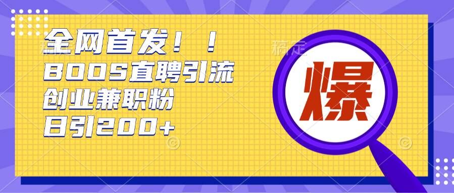 通过Boss直聘，每天钓到多条创业大鱼的秘籍_免费分享网络创业,副业,信息差项目的老牌资源整合平台！金铲子项目