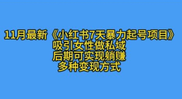K总部落11月最新小红书7天暴力起号项目，吸引女性做私域_免费分享网络创业,副业,信息差项目的老牌资源整合平台！金铲子项目