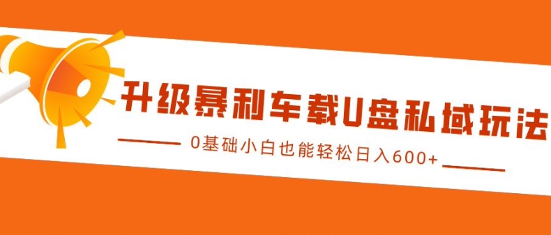 升级暴利车载U盘私域玩法，0基础小白也能_免费分享网络创业,副业,信息差项目的老牌资源整合平台！金铲子项目
