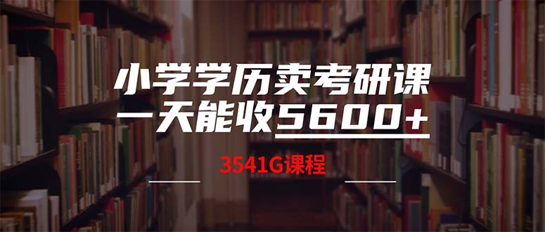 （12556期）小学学历卖考研课程，一天收5600（附3580G考研合集）_免费分享网络创业,副业,信息差项目的老牌资源整合平台！金铲子项目