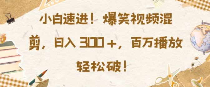 小白速进，爆笑视频混剪，，百万播放破_免费分享网络创业,副业,信息差项目的老牌资源整合平台！金铲子项目