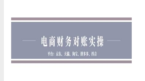 电商财务对账实操-京东天猫淘宝拼多多抖音电商财务对账_免费分享网络创业,副业,信息差项目的老牌资源整合平台！金铲子项目