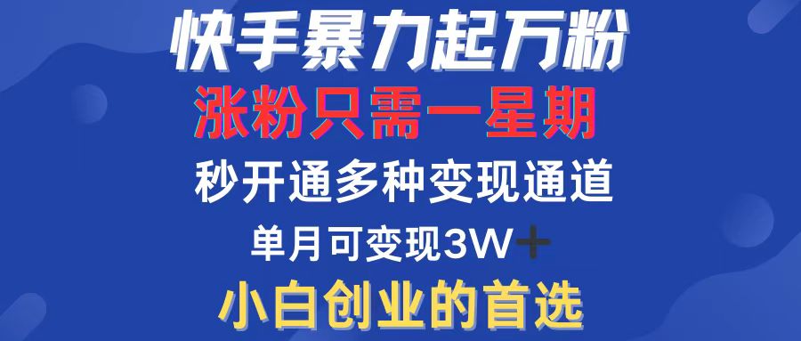 （12651期）快手暴力起万粉，涨粉只需一星期，多种模式，直接秒开万合，小白创…_免费分享网络创业,副业,信息差项目的老牌资源整合平台！金铲子项目