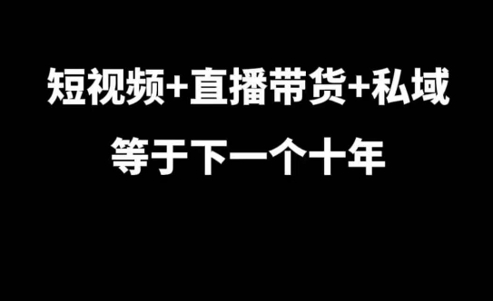 短视频直播带货私域等于下一个十年，大佬7年实战经验总结_免费分享网络创业,副业,信息差项目的老牌资源整合平台！金铲子项目