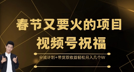 春节又要火的项目视频号祝福，分成计划带货双，几个W_免费分享网络创业,副业,信息差项目的老牌资源整合平台！金铲子项目